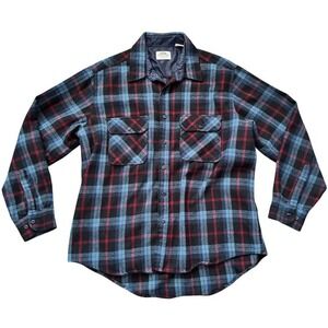 Fieldmaster Vintage Plaid Flannel Shirt Jacket XL Wool‎ Blend Lined USA